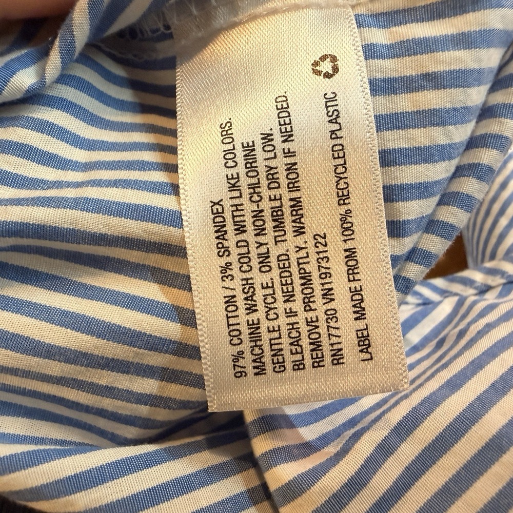 A New Day Womens Long Sleeve Button Up Shirt Blue/White Striped Size XL - Picture 7 of 7